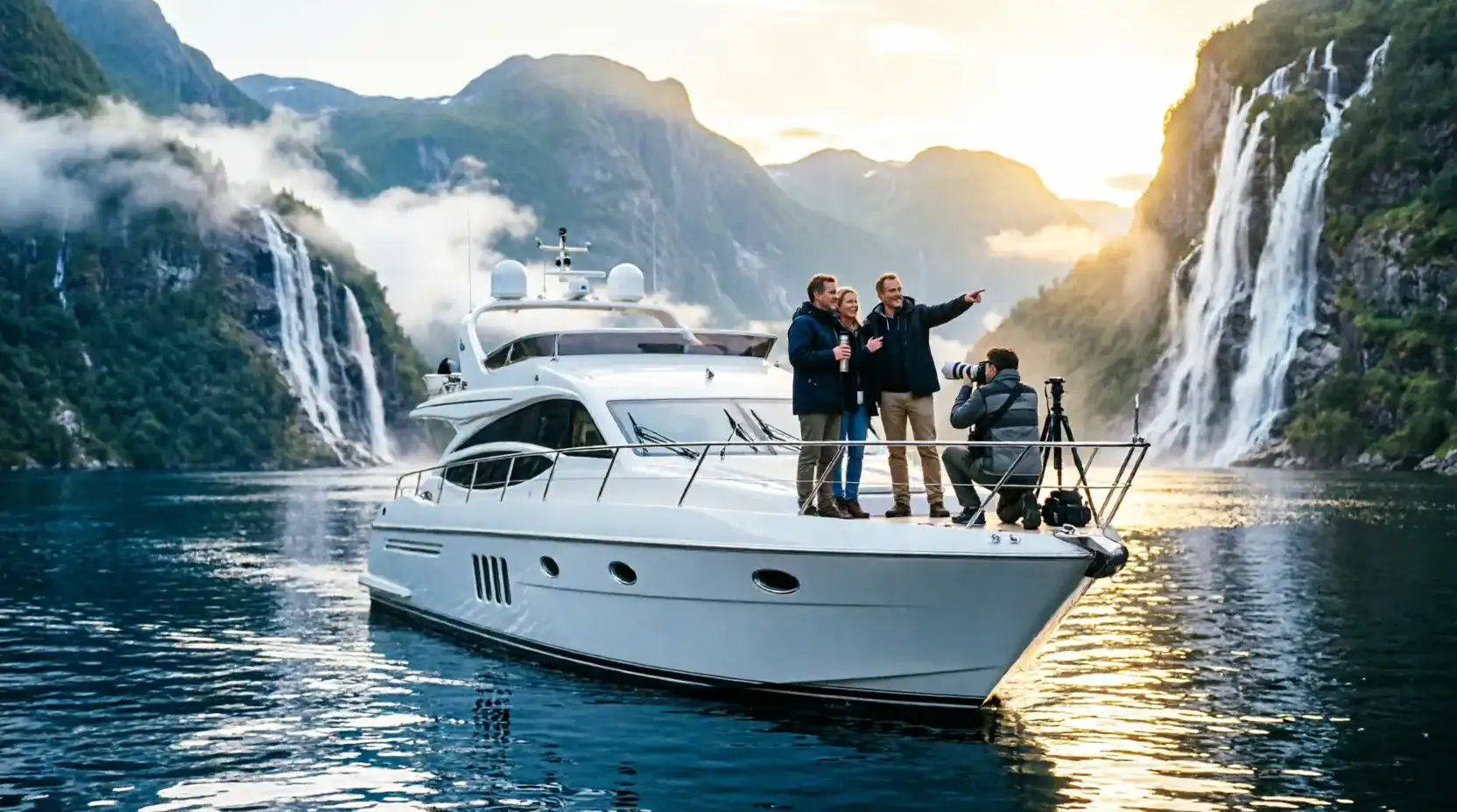 Yacht bei Sonnenuntergang